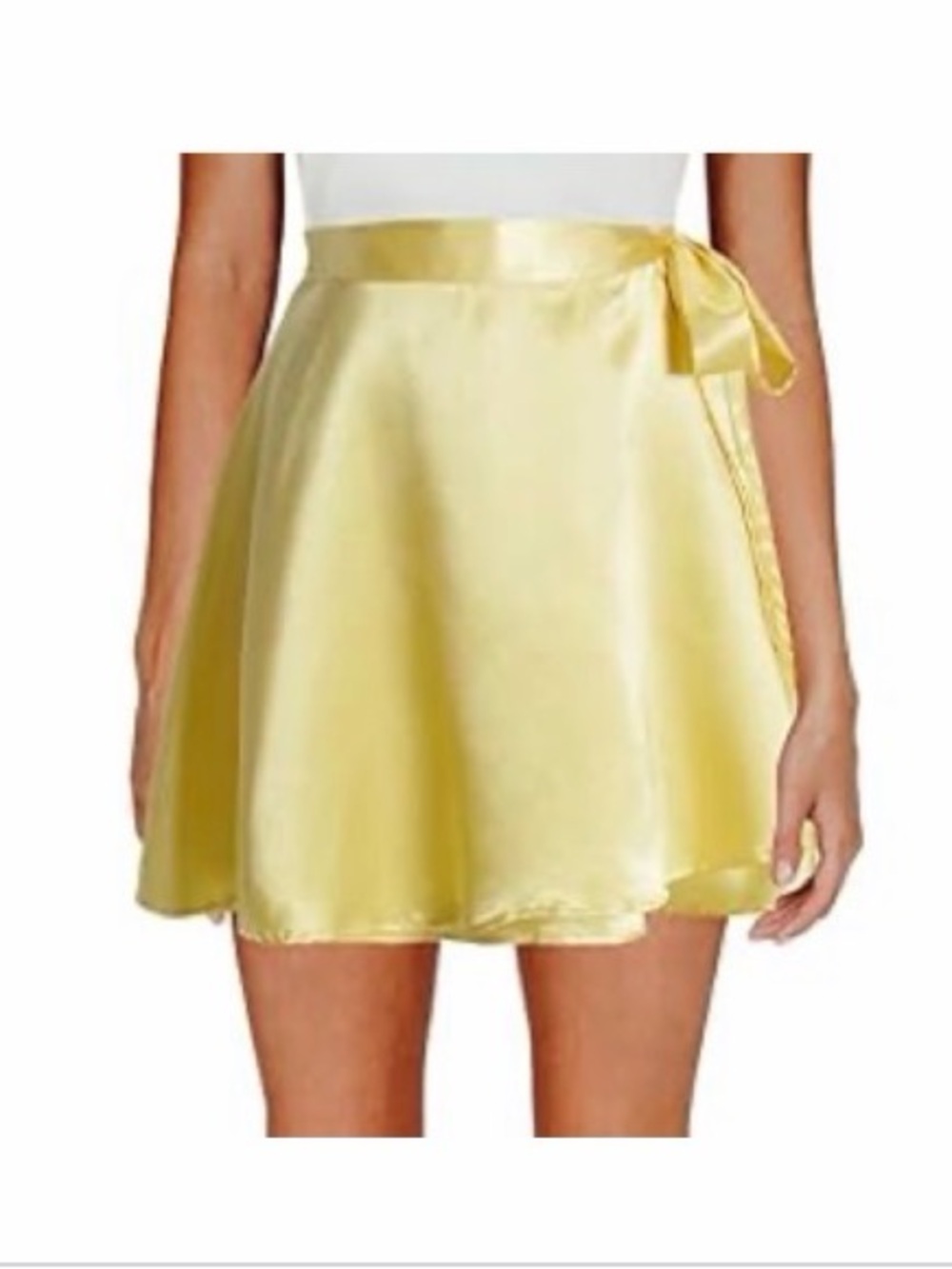 Yellow Satin Wrap Mini Skirt - Stylish Women's Skirt